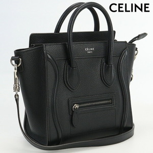 6/16はさらに+11倍 中古 セリーヌ トートバッグ レディース ブランド CELINE ラゲージナノ カーフ 18924 3DRU 38NO ブラック バッグ