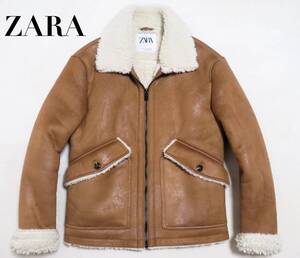 美品 ZARA ザラ フェイクムートンジャケット フライトジャケット ボンバージャケット メンズ ヘビーアウター 冬物