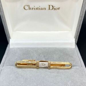 【良品】【クリスチャンディオール】ネクタイピン Dior ロゴ ヴィンテージ ゴールド×シルバーカラー 紳士 小物 ビジネス（20240838500）