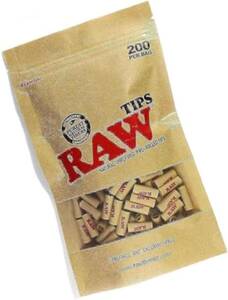 RAW / ロウ NATURAL UNREFINED PRE-ROLLED TIPS 200個入りパック チップ ローチ フィルタ