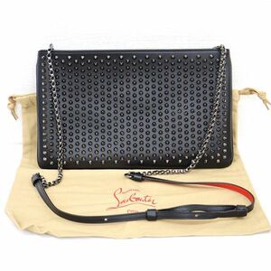 超美品 Christian Louboutin クリスチャンルブタン ショルダーバック クラッチバック 2WAY スタッズ 箱付 付属品付 正規店購入 1165013