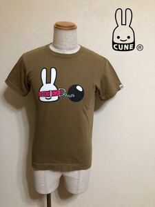 CUNE キューン うさぎ クルーネック Tシャツ トップス 半袖 サイズS カーキ マンモス