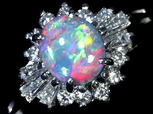 UM11841S【1円～】新品仕上【RK宝石】≪opal≫ 魅惑の遊色 極上ボルダーオパール 大粒1.00ct 極上ダイヤモンド Pt900 高級リング ダイヤ