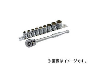 スエカゲツール Pro-Auto 3/8” DRIVE 12PT. 10PC. ソケット＆ラチェットハンドルハンガーセット No.101-33M JAN：4989530680233