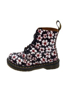 Dr.Martens◆PASCAL/8ホール/花柄/UK4/ブラック/レザー/26456002