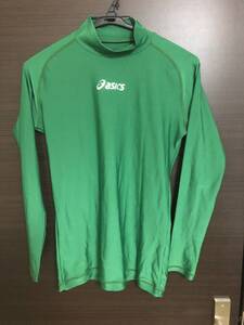 ASICS アシックス 長袖 インナー コンプレッションシャツ Ｍサイズ 緑（USED） ～サッカー、フットサル、ランニング、スポーツ～ 