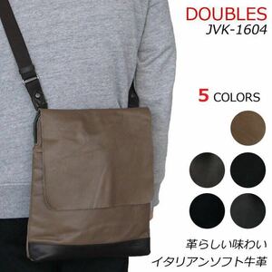 【送料無料】縦型ショルダーバッグ メンズ ショルダーバッグ DOUBLES ダブルス イタリア レザー ショルダーバッグ JVK 1604 レッド