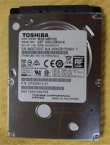 即決・良品）TOSHIBA 東芝 2.5インチ HDD 320GB SATA2.0 300MB/s MQ01ABF032 厚さ7mm 使用時間11309時間