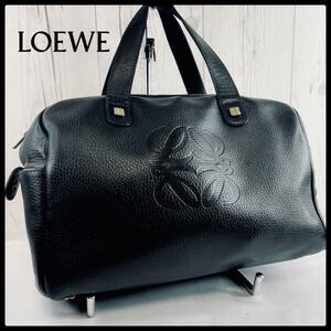 ◆ 美品 ◆ ロエベ LOEWE ボストンバッグ レザー ブラック ハンドバッグ 黒 本革 バッグ カバン