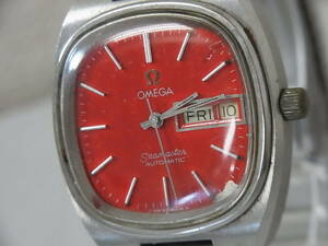 160427H72-0510H■OMEGA■オメガ Seamaster／シーマスターステンレススチール 自動巻き メンズ 赤文字盤 腕時計 デイデイト