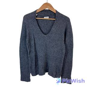 Max Mara マックスマーラ　ladies レディース　ニット　セーター　トップス　長袖　Uネック　U首　カジュアル size:S collar:グレー