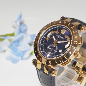 ヴェルサーチ VERSACE チェンジベゼル 革ベルト メデューサ メンズ 腕時計 ゴールド F228 中古