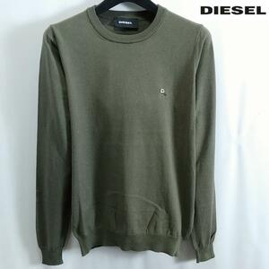 S/新品 DIESEL ディーゼル ニット セーター 綿 ハイゲージ ブランド MANIKYLOGO カーキ