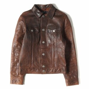 美品 RRL ダブルアールエル ジャケット サイズ:S ギャンブラー レザー コンチョボタン ジャケット Gambler Leather Jacket ブラウン