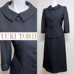 ■【美品】ユキトリイ　高級喪服礼服　麻のようなシャリ感　ストライプ柄