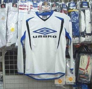 アンブロ UBA7746Jかっこいい長袖白×青 ホワイト×ブルー150cm ジュニア キッズ 子供 umbro 新品 レトロ 即決価格/