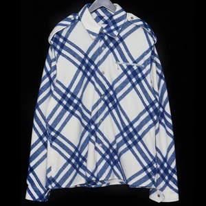 BURBERRY チェックウールブレンドシャツジャケット Lサイズ ナイト 8078865 バーバリー ニット オーバーシャツ