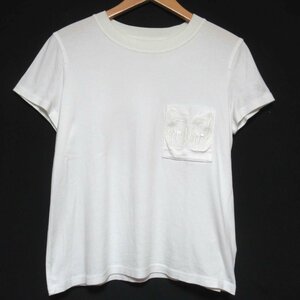 美品 19SS HERMES エルメス 刺繍ポケット クルーネック 半袖 Tシャツ カットソー 40サイズ ホワイト