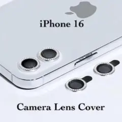 iPhone16 カメラレンズカバー 強化ガラス クリスタルラインストーン