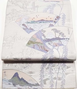 留袖用 袋帯 正絹 安藤広重画 F5260 中古 美品 着物 レディース Mサイズ オールシーズン 入学式 卒業式 結婚式 送料無料