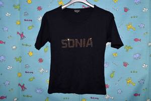 ＳＯＮＩＡ　ＲＹＫＩＥＬ　ソニアリキエル　・ロゴ　ラインストーン　半袖Ｔシャツ　㈱オンワード樫山　サイズ：３８（中古美品）