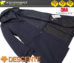 3131●DESCENTE デサント●7741　新品 【撥水加工】 シンサレート中綿ライナー　ステンカラーフードコート　ネイビー/LL　定価42900円