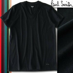 新品 ポールスミス ロゴ ワンポイント Vネック 半袖 Tシャツ M 黒 【I56495】 Paul Smith カットソー メンズ 吸水速乾 ストレッチ