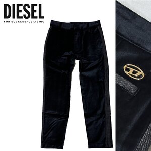 正規品/サンプル品/130cm■アウトレット品■定価27,500円■DIESEL ディーゼル キッズ Dロゴ ベロア調 デニム切替 パンツ P211