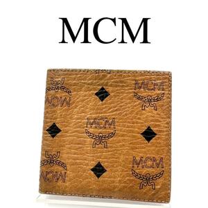 MCM エムシーエム 折り財布 ヴィセトス柄 総柄 レザー ブラウン系