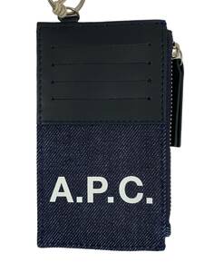 A.P.C. (アーペーセー) ストラップ付き カードケース コインケース 小銭入れ デニム×レザー 切り替え CODDP M63527 IAK/078