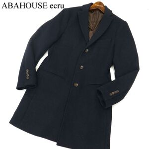 ABAHOUSE ecru アバハウス エクリュ 秋冬 ウール★ チェスター コート Sz.2　メンズ ネイビー　C3T09645_A#N