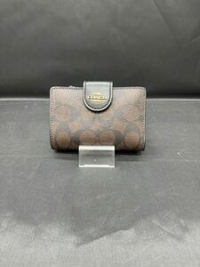 H☆美品☆ COACH コーチ シグネチャー L字ファスナー 二つ折り財布 コンパクトウォレット ブラウン 財布