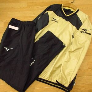 ◎美品！MIZUNO ミズノ M 上下セット！MCライン◆ウィンドブレーカー ピステジャケット&パンツ ユニフォーム◆メンズ ベージュx黒◆BA0539