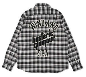 即決 未使用 ヒステリックグラマー ウィンダンシー HYSTERIC GLAMOUR WIND AND SEA ワッペン チェック柄 長袖 シャツ 送料無料 R-B14