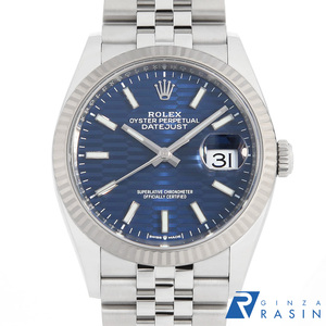 ロレックス デイトジャスト36 126234 ブルー フルーテッドモチーフ バー 5列 ジュビリーブレス ランダム番 中古 メンズ 腕時計