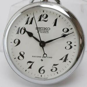 2410-605 セイコー 手巻き式 懐中時計 SEIKO プレシジョン 6110 21石 銀色ケース オープンフェイス