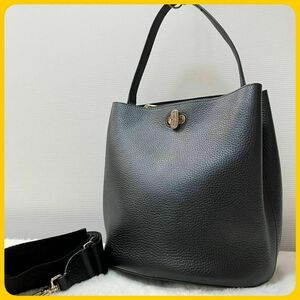 未使用級 FURLA ダナエ 2way ショルダー バッグ 黒 レザー 革 現行