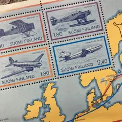 53234セール現品限　外国切手未使用　フィンランド発行切手展小型シート凹版航空