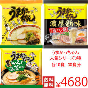 うまかっちゃん　大人気シリーズ　 3種セット　各10食分　30食分　全国送料無料　　九州　博多　おすすめ　ラーメン　1119