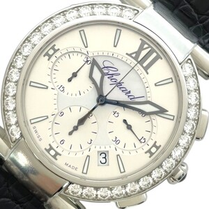 ショパール Chopard インペリアーレ ダイヤベゼル 388549-3003 シルバー/ホワイトシェル SS/革ベルト 腕時計 レディース 中古