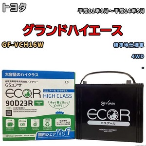 国産 バッテリー GSユアサ ECO.R HIGH CLASS トヨタ グランドハイエース GF-VCH16W 平成11年8月～平成14年5月 EC90D23RHC