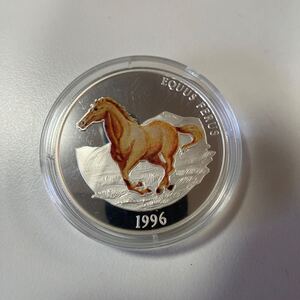 外国古銭　1996年 モンゴル 500トゥグルグ 銀貨 馬 ノウマ カラーコイン MONGOLIA 1996 500TUGRIG 925 SILVER ケース付き★7