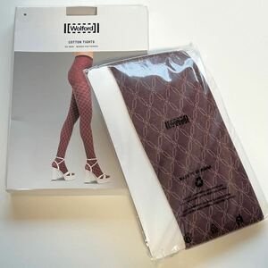 ウォルフォード Wolford タイツ COTTON TIGHTS 90D ワイン 総柄 Mサイズ 新品