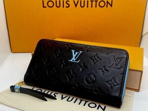 1円〜◇新型.超極美品◇LOUISVUITTON◇アンプラント◇ジッピーウォレット◇ルイヴィトン◇モノグラム◇ブラック×ライトブルー◇