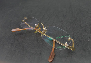 ▽【287】デコール C ドゥ カルティエ メガネ / Cartier アイウェア Eyewear 眼鏡 スクエア フチなし フレーム 伊達 ゴールド 