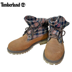 【Timberland】ロールアップブーツ/チェック柄/24cm★ティンバーランド