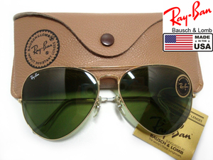 Vintage B&L RayBan LARGE METAL 2 ボシュロム62mmラージ メタルUSAゴールド#3ティアドロップ アメリカ パイロットBLサングラス金グリーン