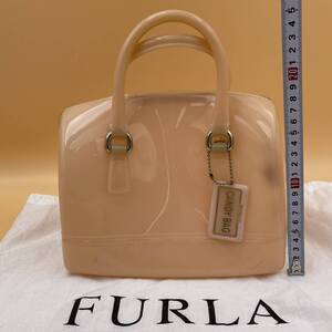 ko0221/05/75 FURLA CANDY BAG フルラ キャンディ バッグ ピンク系 PVC ハンドバッグ 手提げかばん Made In Italy イタリア 保存ポーチ付