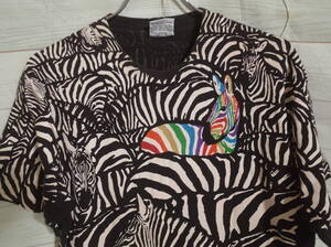 ヴィンテージ 90s USA製 リキッドブルー LIQUID BLUE Greg Genrich 1993 Zebra シマウマ 半袖Tシャツ L ブラック 騙し絵 トリックアート