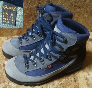 AKU 防水GORE-TEX トレッキングブーツ UK5 青系　本革使用 ゴアテックス 登山靴 アク　イタリア